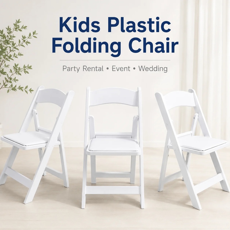 Kids Outdoor Folding Chair - เก้าอี้พลาสติกสีขาวสำหรับเด็ก พับได้ เหมาะสำหรับงานเลี้ยง งานอีเวนต์ สนามเด็กเล่นกลางแจ้ง งานเลี้ยง