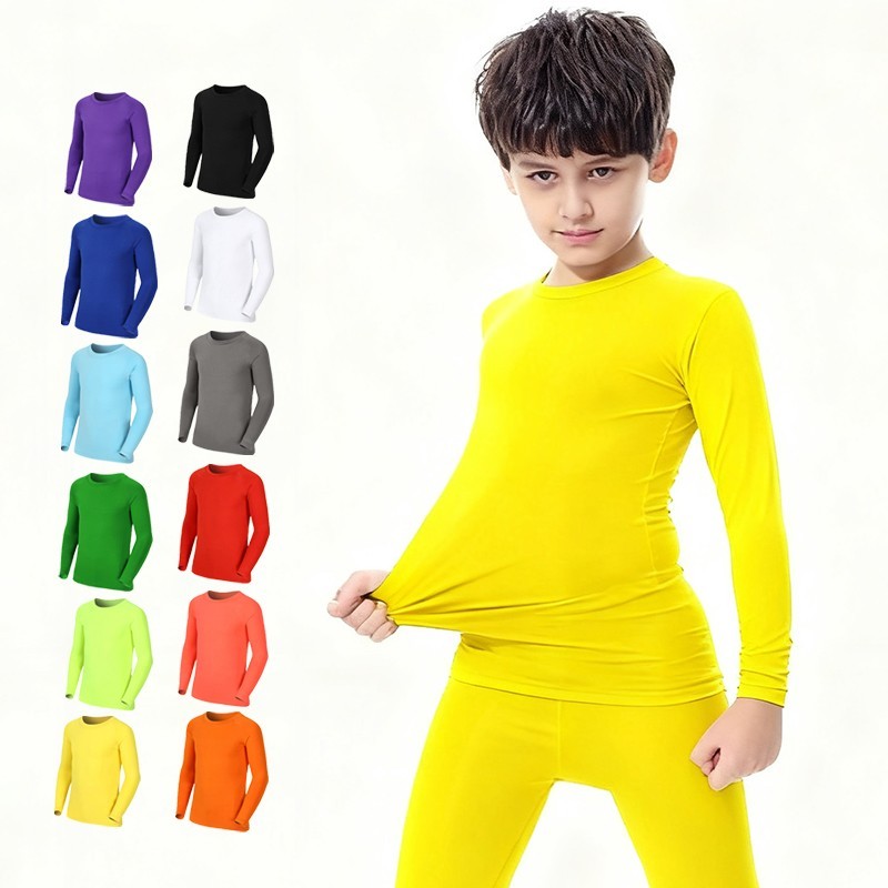 Kids Outdoor Adventure - เด็กเด็กชายเด็กหญิงวิ่งเสื้อยืดยาวฟิตเนสกีฬาบาสเกตบอลฟุตบอลกลางแจ้งเดินป่าจ๊อกกิ้งขี่ฟุตบอลเสื้อผ้า J26