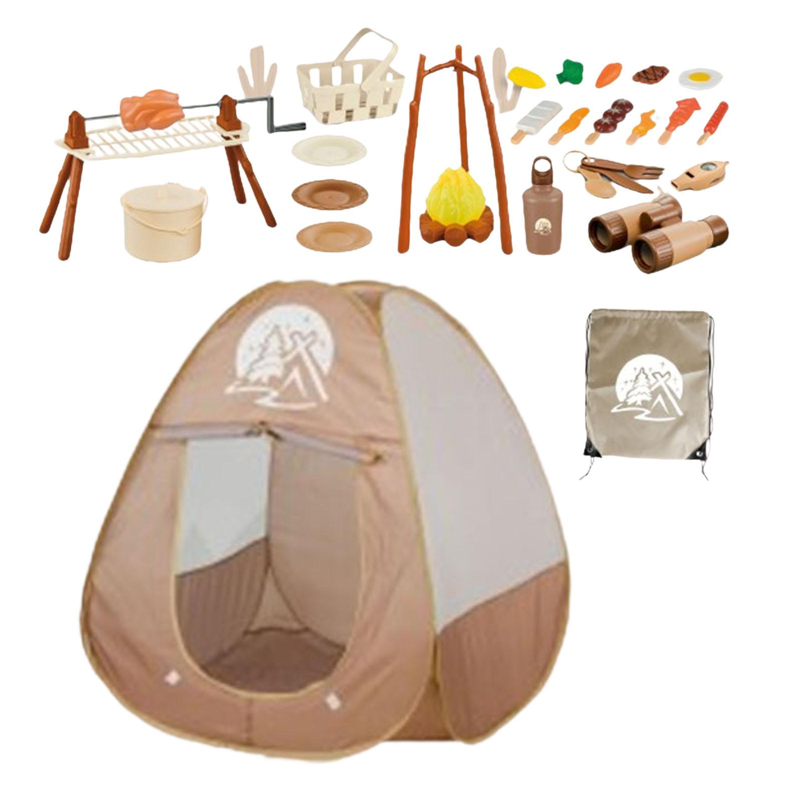 Kids Outdoor Bbq - ชุดของเล่นแคมป์ปิ้งสำหรับเด็ก 34 ชิ้น อุปกรณ์ปิกนิก ของเล่นเสริมพัฒนาการ ชุดของเล่นอาหาร