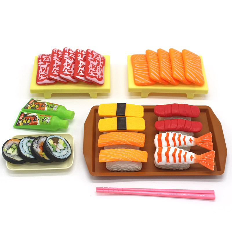 Kids Outdoor Kitchen Set - เด็กจําลองอาหารอาหารญี่ปุ่นแกล้งทําเป็นของเล่นเล่นซูชิทูน่า Wasabi Sashimi อาหารจําลองของเล่น Play House