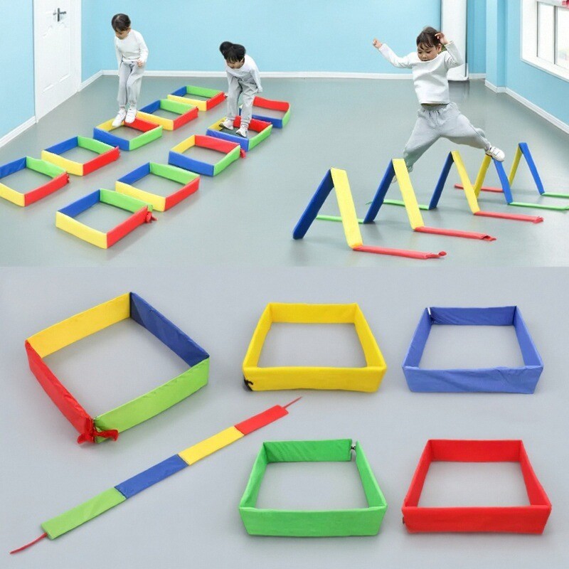 Kids Outdoor Ladder - ของเล่นกลางแจ้งสำหรับเด็ก แท่นกระโดด ตาข่ายเจาะรู ของเล่นฝึกการผสมผสานประสาทสัมผัส สำหรับเด็กอนุบาล สร้างปฏิสัมพันธ์ระหว่างพ่อแม่ลูก