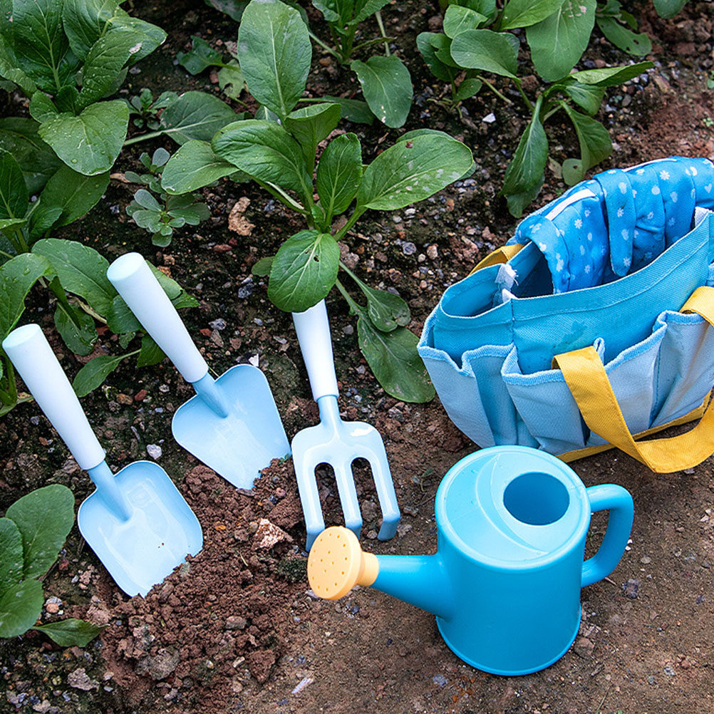 Kids Outdoor Yard Tools - ชุดเครื่องมือทำสวนสำหรับเด็ก ประกอบด้วยพลั่วและคราดขนาดเล็ก ชุดทำสวนสำหรับเด็ก ใช้สำหรับปลูกต้นไม้กลางแจ้ง พลั่วขนาดเล็กและคราดสำหรับเด็ก ใช้ขุดดินในสวนหรือชายหาด