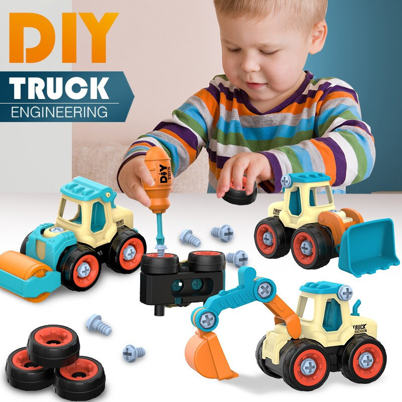 Kids Outdoor Digger - Nut Disassembly Loading Unloading วิศวกรรมรถบรรทุกรถขุด Bulldozer