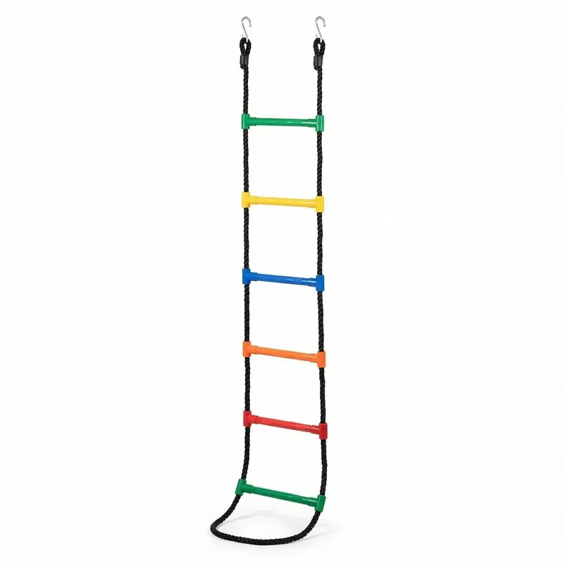 Kids Outdoor Ladder - บันไดเชือกพลาสติกหลากสีสำหรับเด็กและผู้ใหญ่ อุปกรณ์ปีนป่ายสำหรับสนามเด็กเล่นในร่มและกลางแจ้ง รับน้ำหนักได้ 100 กิโลกรัม