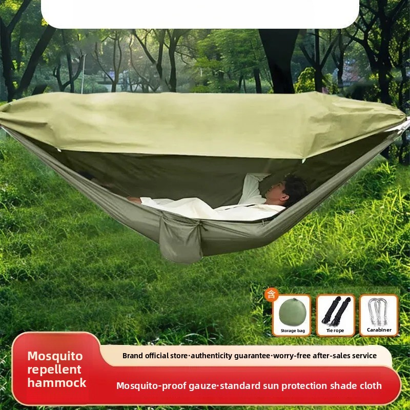 Kids Outdoor Hammock - เปลตาข่ายพร้อมมุ้งกันยุง ดีไซน์แบบพับได้ สำหรับผู้ใหญ่และเด็ก ใช้สำหรับตั้งแคมป์กลางแจ้งและเป็นเปลแกว่ง