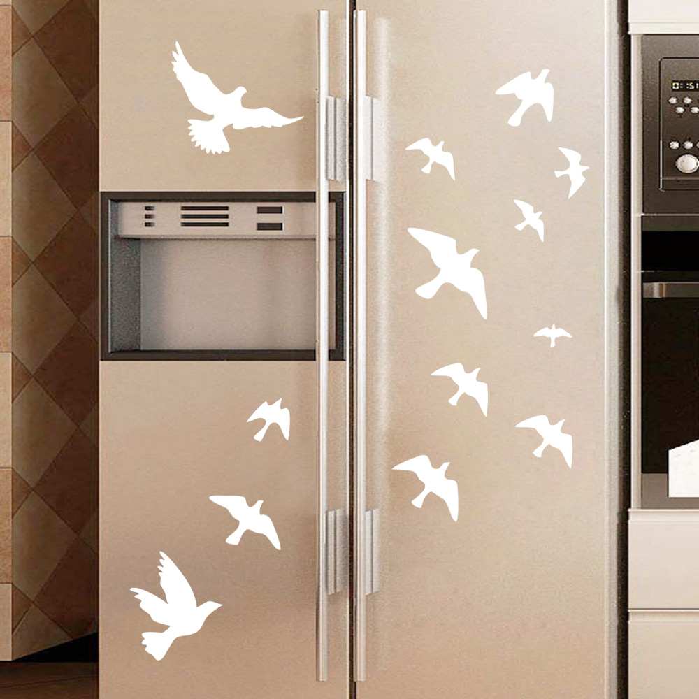 Kids Outdoor Kitchen Set - 12ชิ้น/เซ็ต Bird Wall สติ๊กเกอร์ตกแต่งสำหรับห้องครัวตู้เย็นห้องน้ำเด็กผนังตกแต่ง Peel &