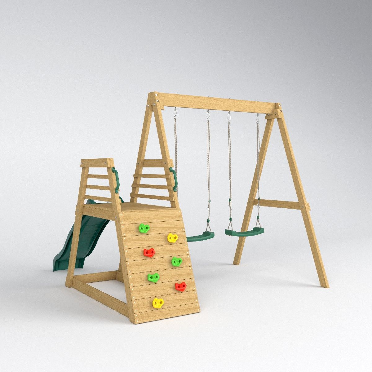 Kids Outdoor Swing Set - 2026 ชุดสนามเด็กเล่นเป่าลมพร้อมสไลเดอร์และชิงช้าสำหรับเด็ก สนามเด็กเล่นกลางแจ้งในสวนหลังบ้าน ชุดชิงช้าไม้สำหรับเด็ก