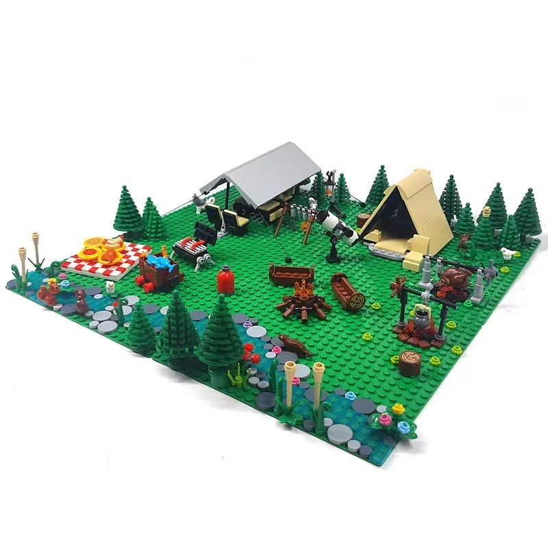 Kids Outdoor Folding Chair - MOC ตั้งแคมป์กลางแจ้งและเต็นท์ปิกนิกรุ่น Building Block ฉาก Bonfire
