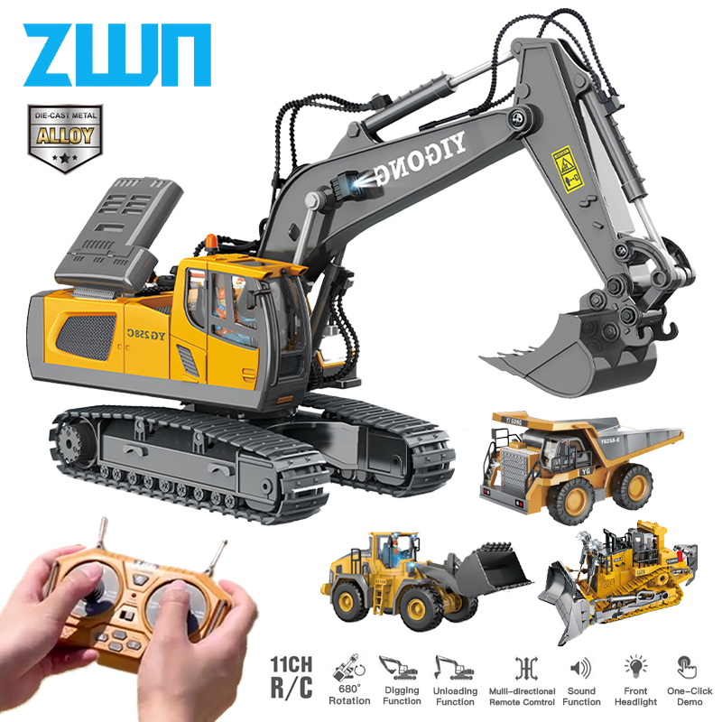 Kids Outdoor Digger - ZWN รถตักดินควบคุมระยะไกล2.4G รถดัมพ์โมเดลรถ RC ของเล่นรถจำลองพลาสติกอัลลอยด์มืออาชีพสำหรับเด็ก
