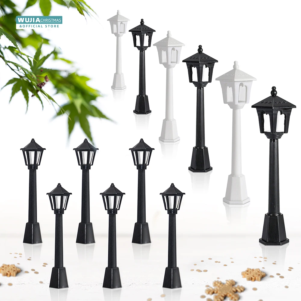 Kids Outdoor Swing Set - 6/12pcs Retro Miniature Street ไฟรุ่นรถไฟรถไฟโคมไฟบ้านตุ๊กตา Streetlight