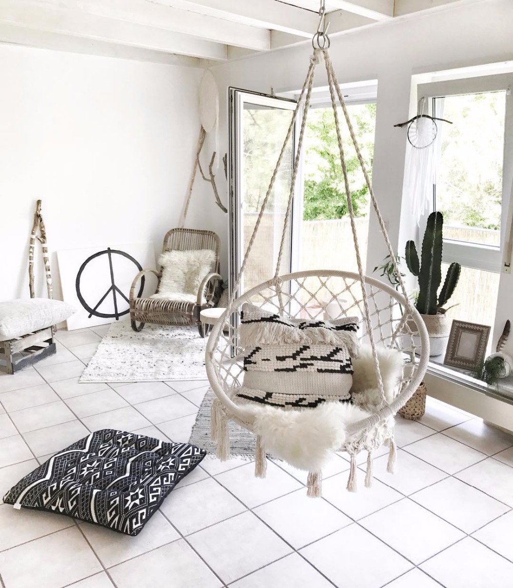 Kids Outdoor Hammock - 2025 Nordic Garden Handmade ถักรอบแขวนเปลญวนกลางแจ้งในร่มห้องนอนเด็กทารกแขวนเก้าอี้เด็ก Swing