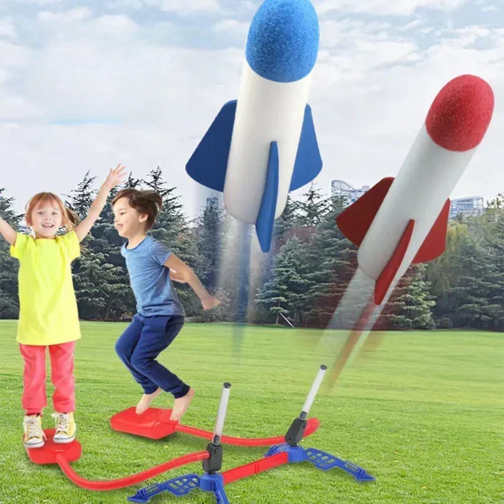 Kids Outdoor Jumping Toys - เด็ก Air Rocket ปั๊มเท้า Launcher ของเล่นเกมกีฬา