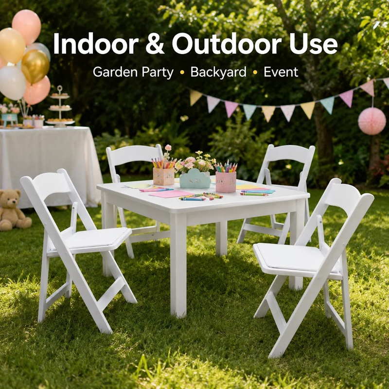 เก้าอี้พลาสติกสีขาวสำหรับเด็ก  - Kids Outdoor Folding Chair บทวิจารณ์และราคา