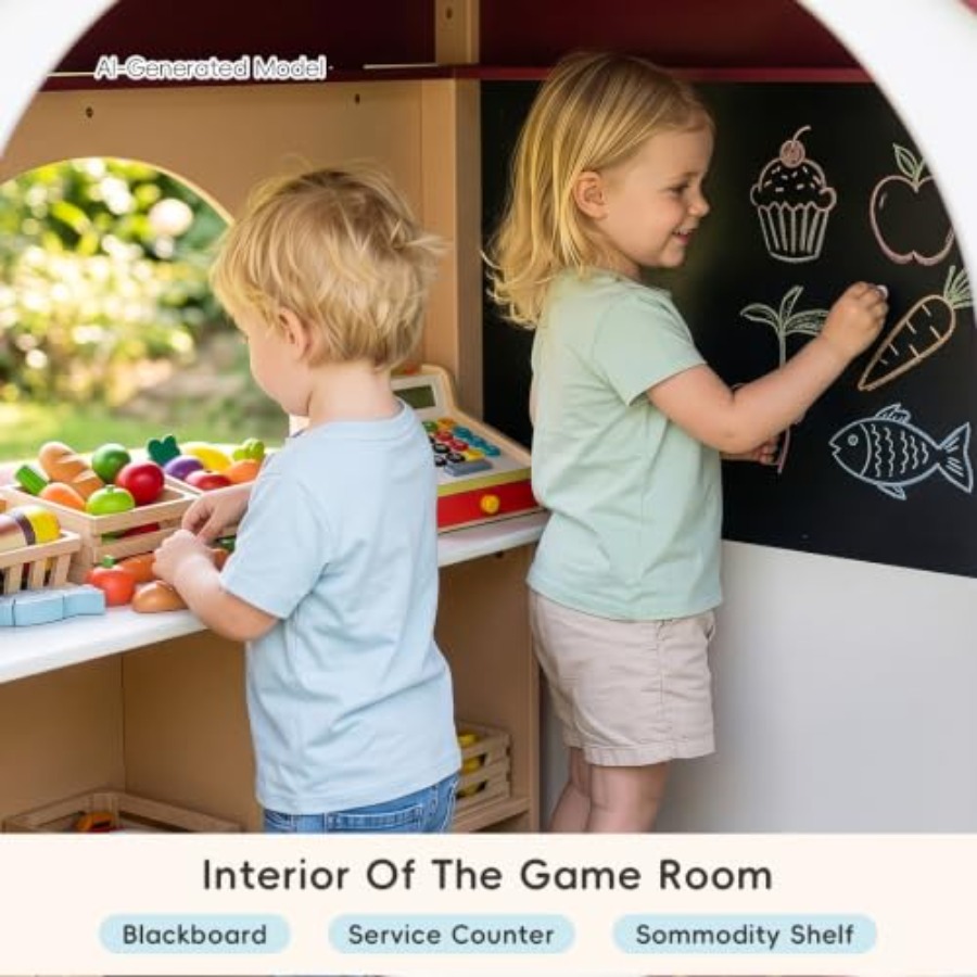 บ้านเด็กเล่นกลางแจ้งทำจากไม้เน - Kids Outdoor Chalkboard บทวิจารณ์และราคา