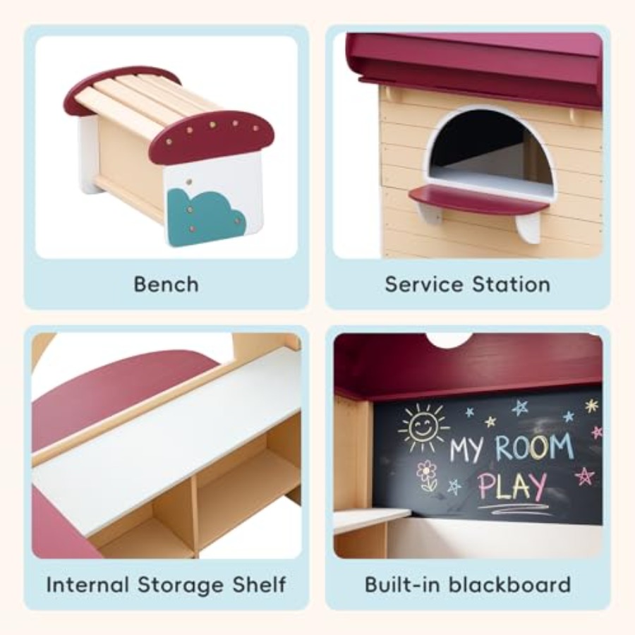 บ้านเด็กเล่นกลางแจ้งทำจากไม้เน - Kids Outdoor Chalkboard บทวิจารณ์และราคา