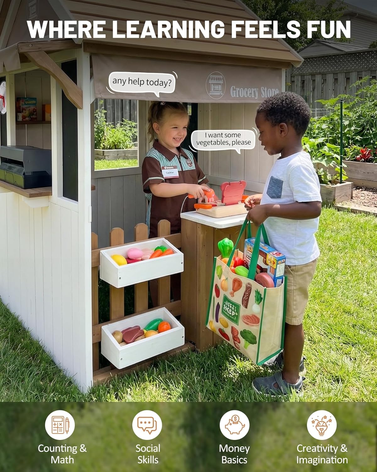 บ้านไม้ซีดาร์สำหรับเด็กเล่นกลา - Kids Outdoor Chalkboard บทวิจารณ์และราคา