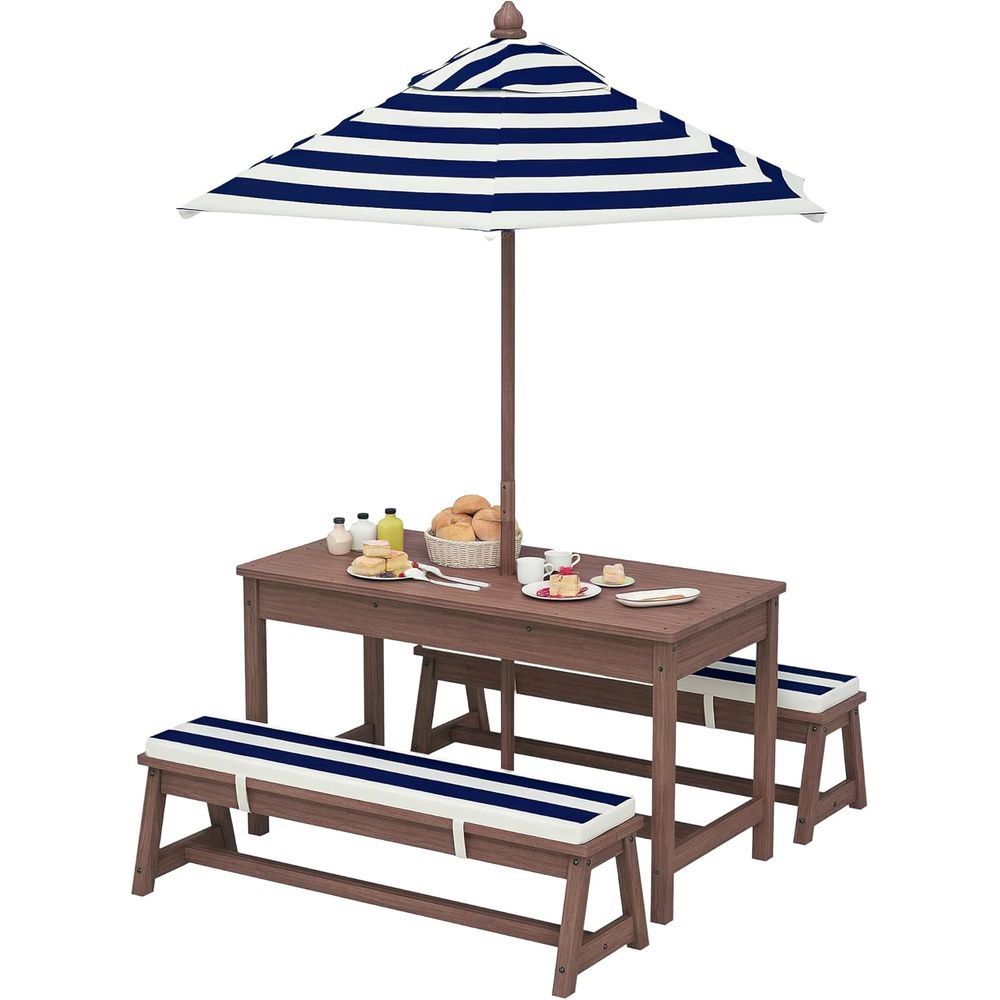 โต๊ะปิกนิกสำหรับเด็ก Qaba, ชุด - Kids Outdoor Bench With Umbrella บทวิจารณ์และราคา