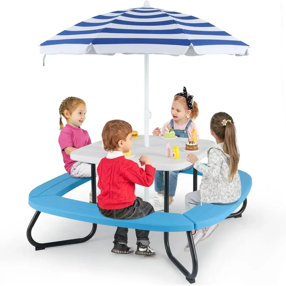 โต๊ะปิกนิกสำหรับเด็ก 8 ที่นั่ง - Kids Outdoor Bench With Umbrella บทวิจารณ์และราคา
