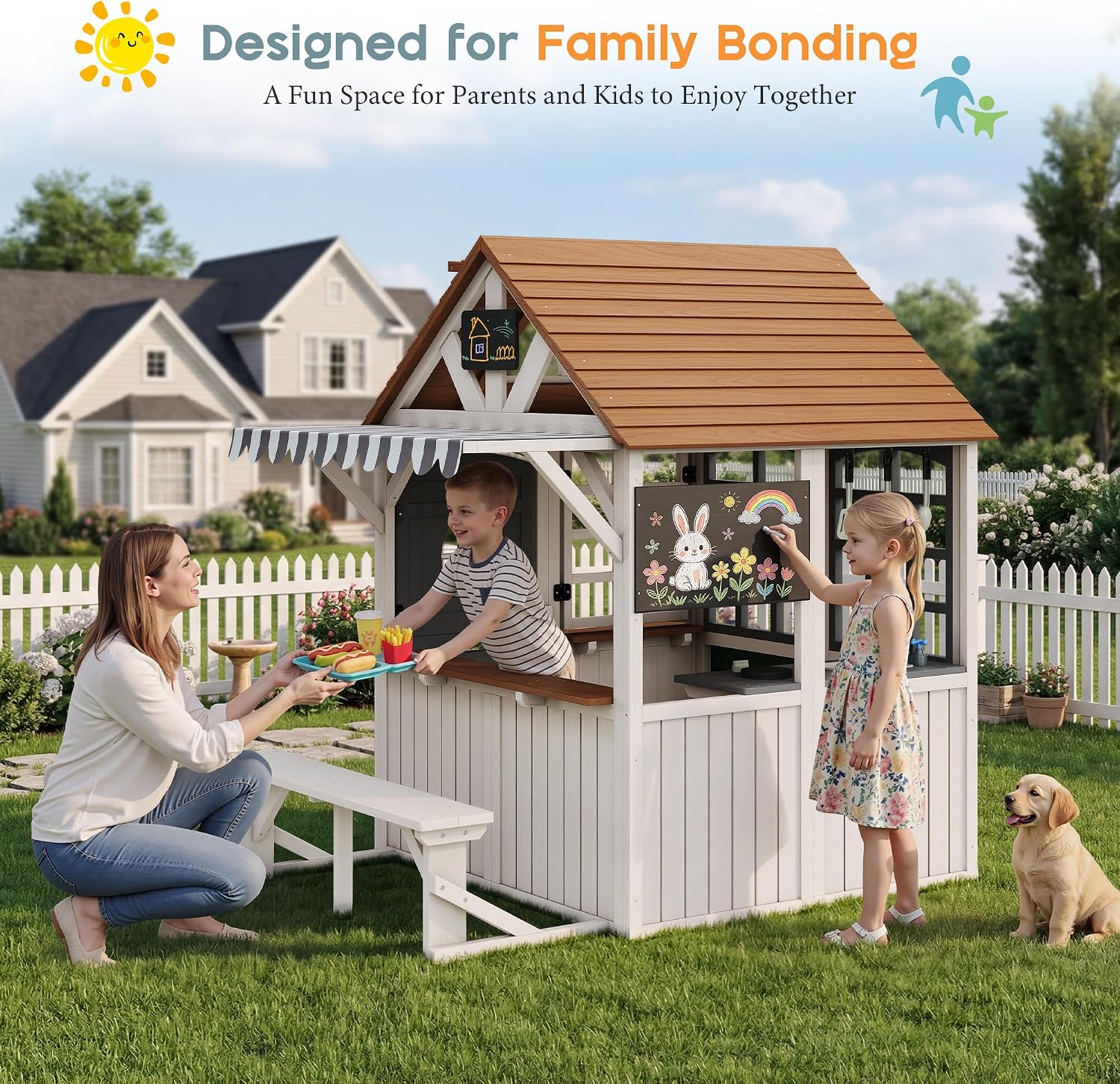 บ้านเด็กเล่นกลางแจ้งทำจากไม้เฟ - Kids Outdoor Chalkboard บทวิจารณ์และราคา