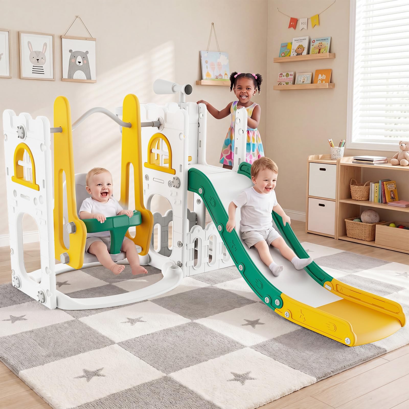 ชุดสไลด์และชิงช้า 7 in 1 สำหรั - Kids Outdoor Swing Set บทวิจารณ์และราคา