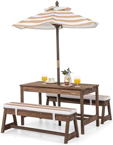 โต๊ะปิกนิกสำหรับเด็ก, ชุดโต๊ะแ - Kids Outdoor Bench With Umbrella บทวิจารณ์และราคา