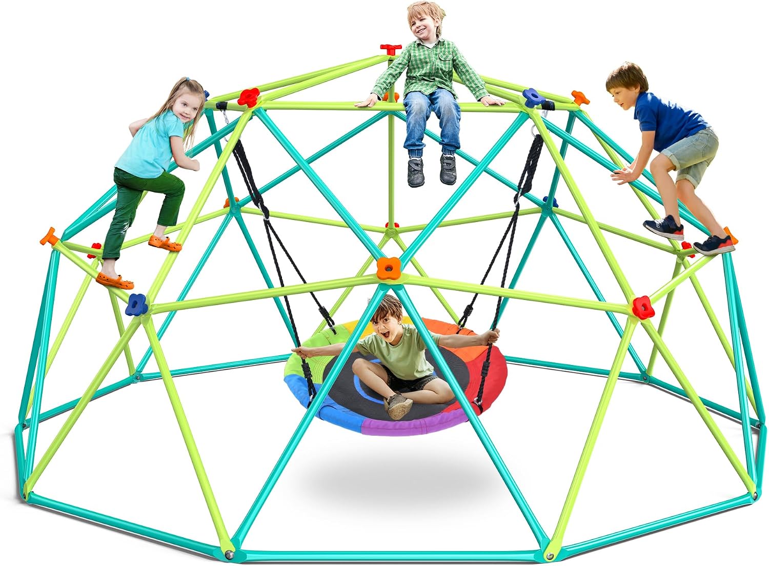 ชุดชิงช้าโดมปีนป่ายสูง 10 ฟุต  - Kids Outdoor Swing Set บทวิจารณ์และราคา