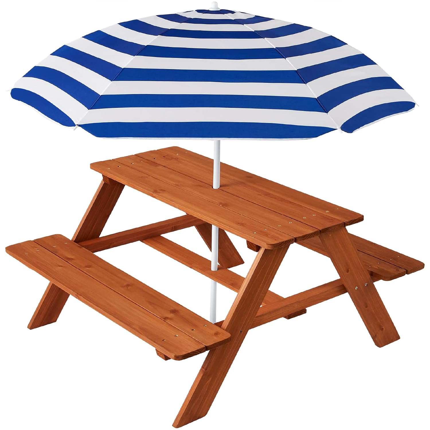 โต๊ะปิกนิกไม้สำหรับเด็กพร้อมร่ - Kids Outdoor Bench With Umbrella บทวิจารณ์และราคา