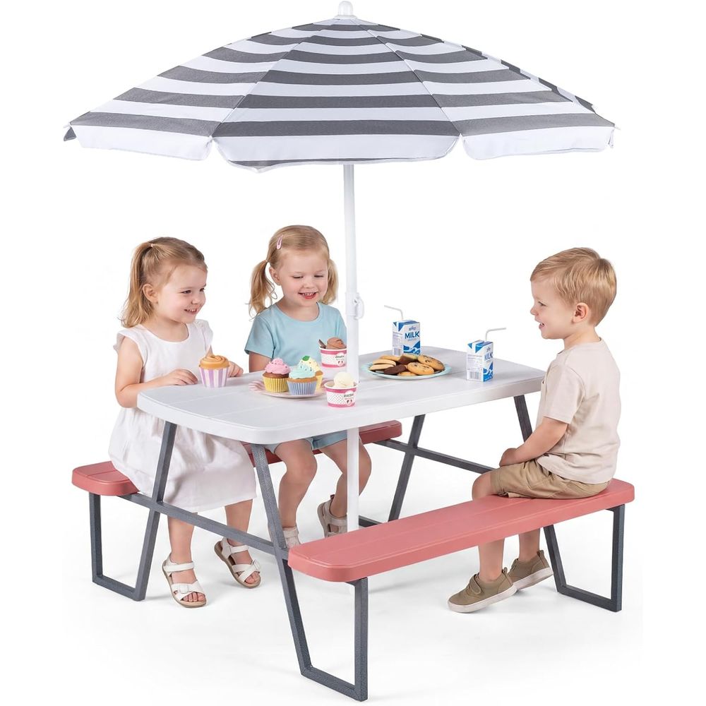 โต๊ะปิกนิกสำหรับเด็ก, ชุดโต๊ะแ - Kids Outdoor Bench With Umbrella บทวิจารณ์และราคา