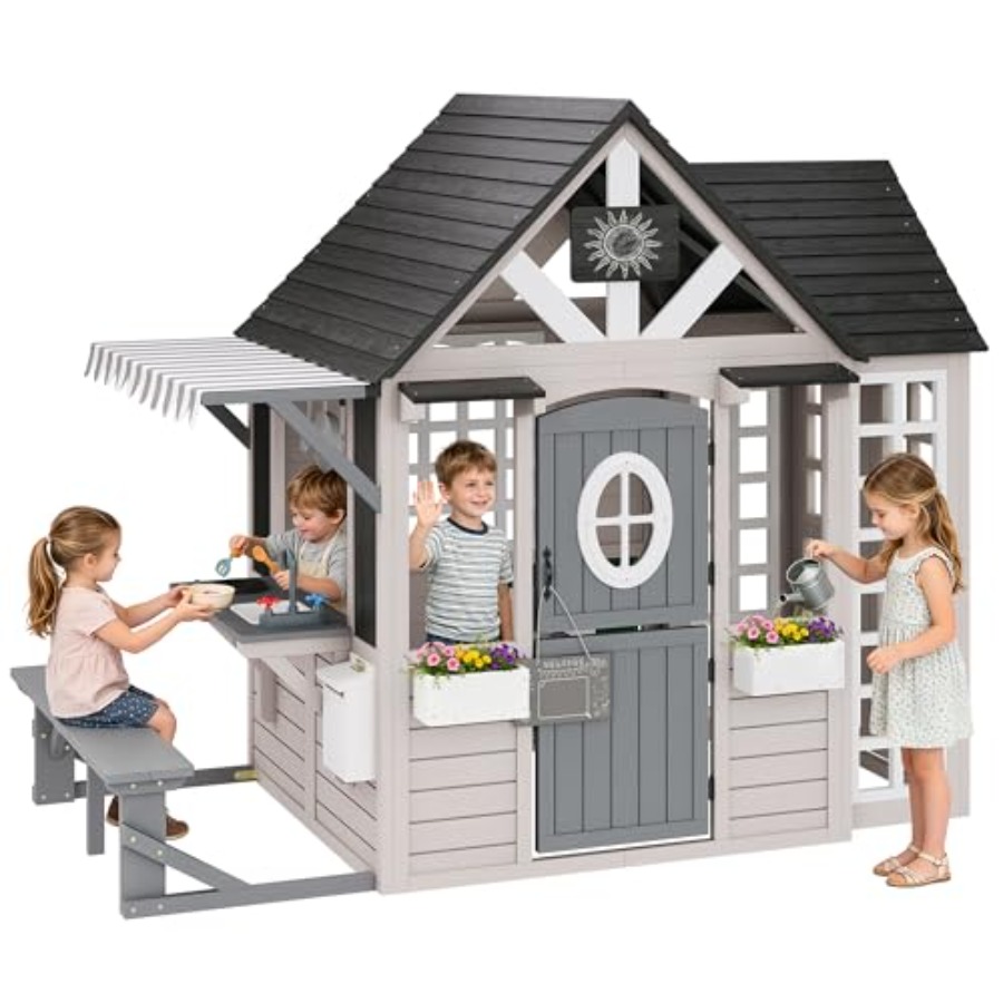 บ้านไม้สำหรับเด็กอายุ 3-8 ปี:  - Kids Outdoor Chalkboard บทวิจารณ์และราคา