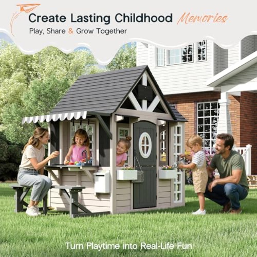 บ้านไม้สำหรับเด็กอายุ 3-8 ปี:  - Kids Outdoor Chalkboard บทวิจารณ์และราคา